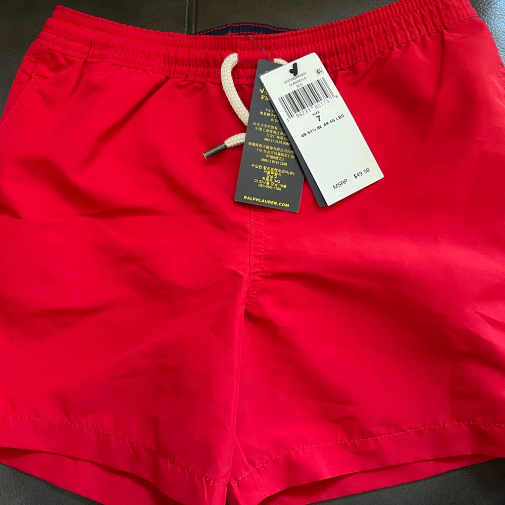 Ralph Lauren Kids Red Swim Trunks